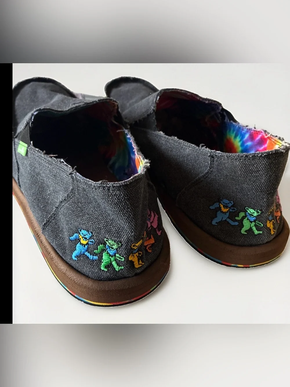 Sanuk Grateful Dead/Tye dye Sidewalk Surfer Shoes Dark Grey Men's Sz 14 Comfy